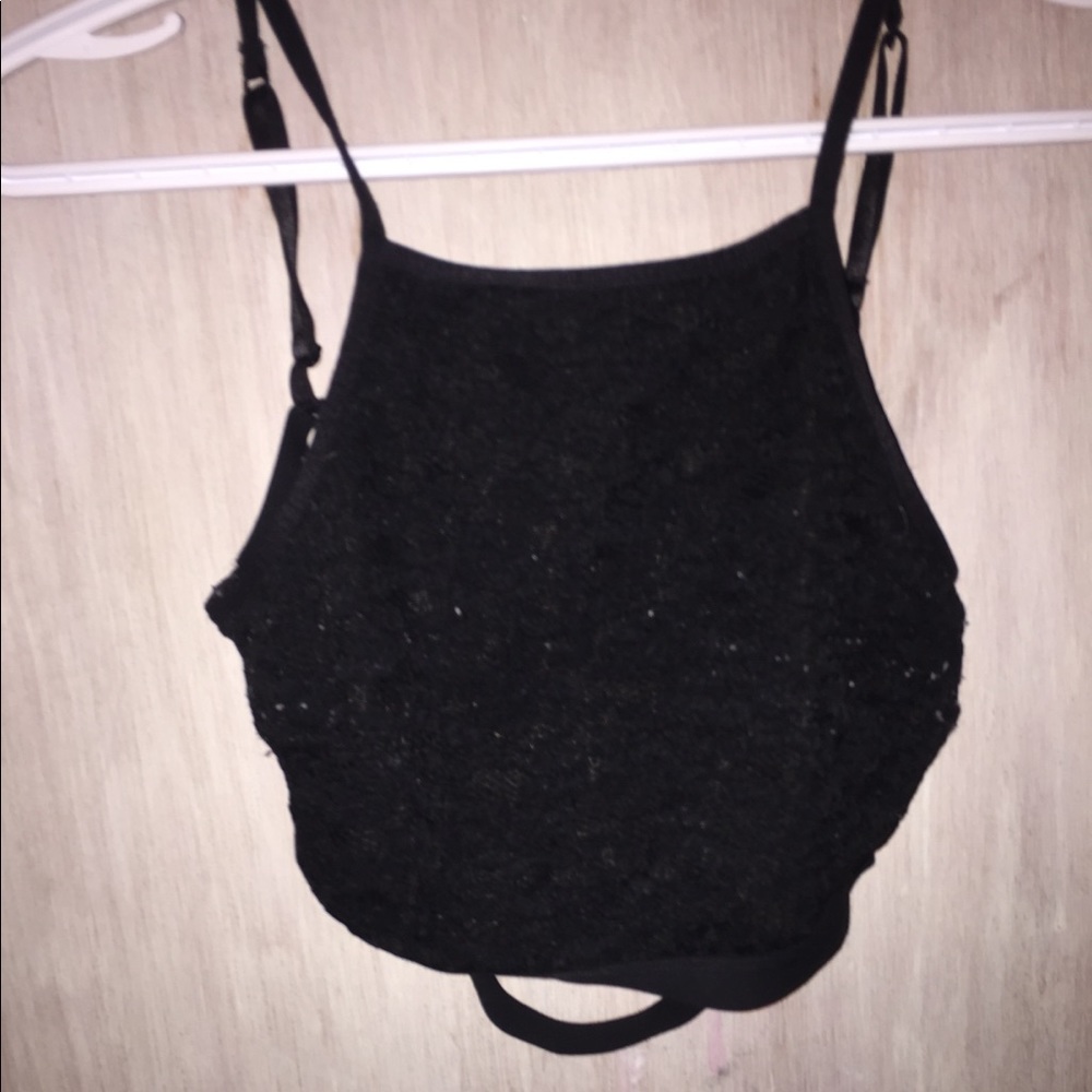 Black high neck cross back bralette